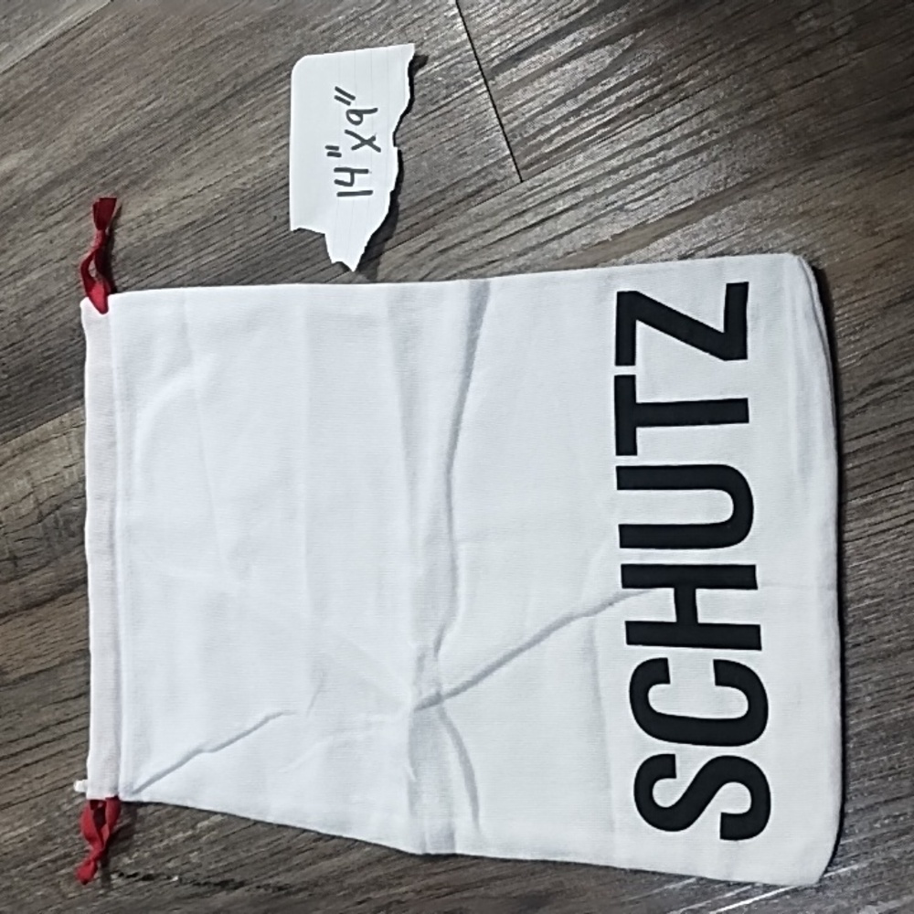 SCHUTZ White Bag with Black Logo and Red Accents